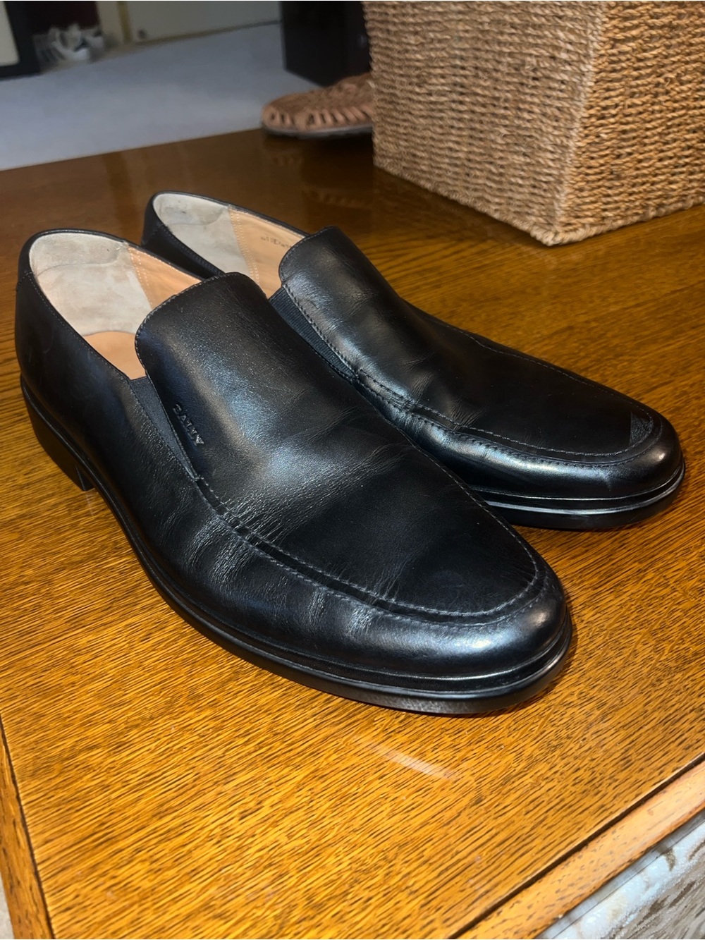 Bally Black Leather Slip-On Loafers for Men